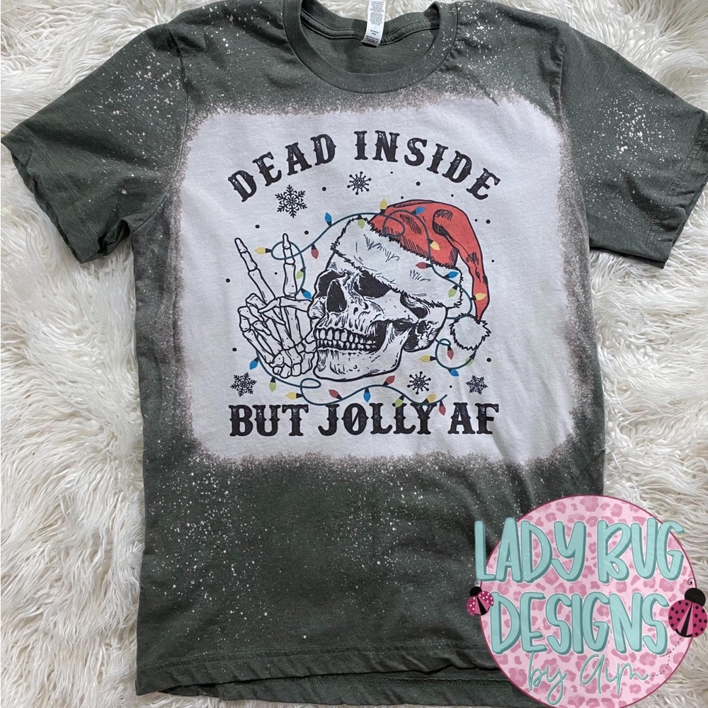 Jolly holiday tee shirt custom bleached medium